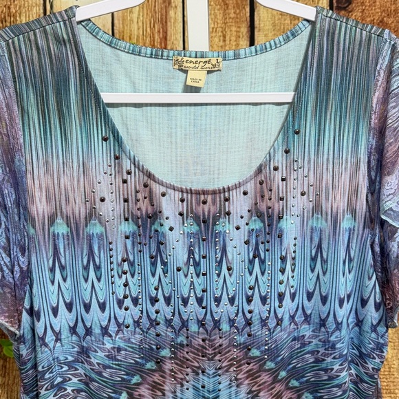 🚨(Must Bundle 3) Energe World Wear Lace Asym Blouse Size L - Picture 3 of 4